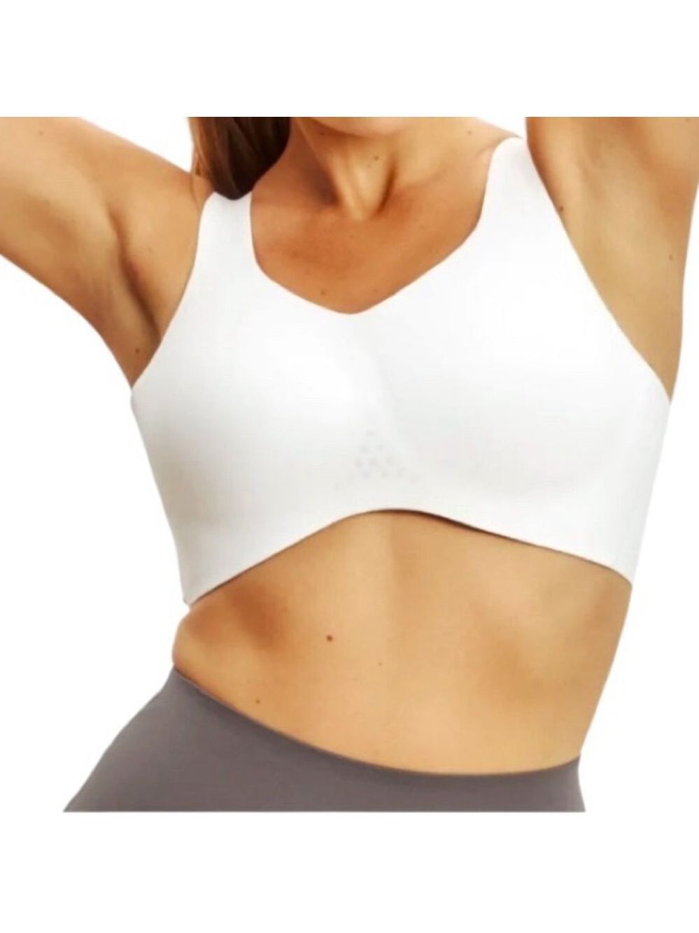 Knix Catalyst White Sport Bra Sz 5 38-40 C/D Hi Coverage Support Vented Wireless